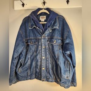 Original Cold Storage Men's Classic Blue Denim Jacket with Hoodie Sz XL